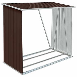 vidaXL Abrigo p/ arruma&ccedil;&atilde;o de troncos jardim a&ccedil;o 163x83x154cm castanho