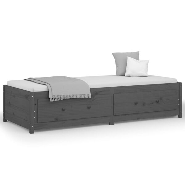vidaXL Sof&aacute;-cama 90 x 200 cm madeira de pinho maci&ccedil;a cinzento