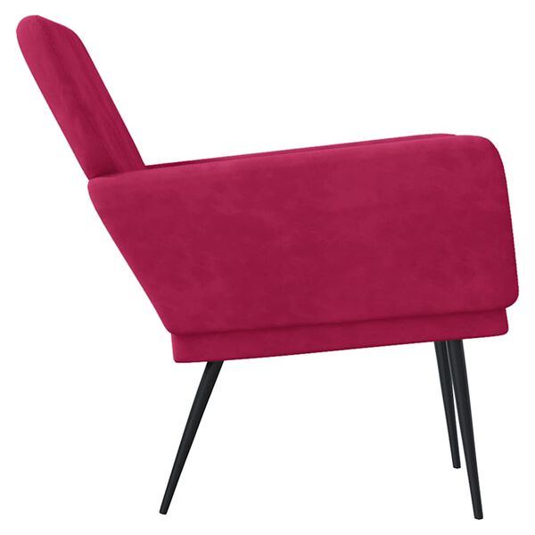 vidaXL Cadeira c/ apoio de bra&ccedil;os 62x79x79 cm veludo vermelho tinto