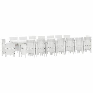 vidaXL Conjunto de Jantar para Jardim com Almofadas 17 unid. Branco PP