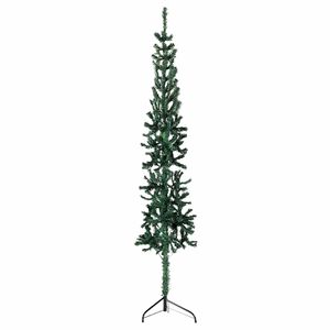 vidaXL Meia árvore de Natal fina com suporte 180 cm verde