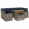 vidaXL 7 pcs conjunto sof&aacute;s p/ jardim c/ almofad&otilde;es vime PE cinzento