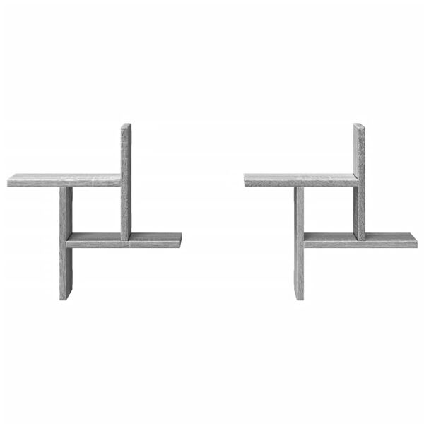 vidaXL Prateleiras de parede 2 pcs derivados madeira cinzento sonoma