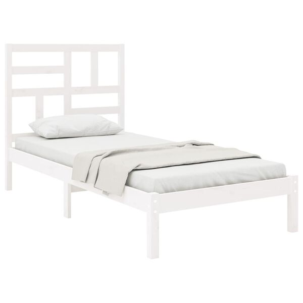 vidaXL Estrutura cama pequena solteiro 75x190 cm madeira maciça branco