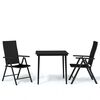 vidaXL 3 pcs conjunto de jantar para jardim preto