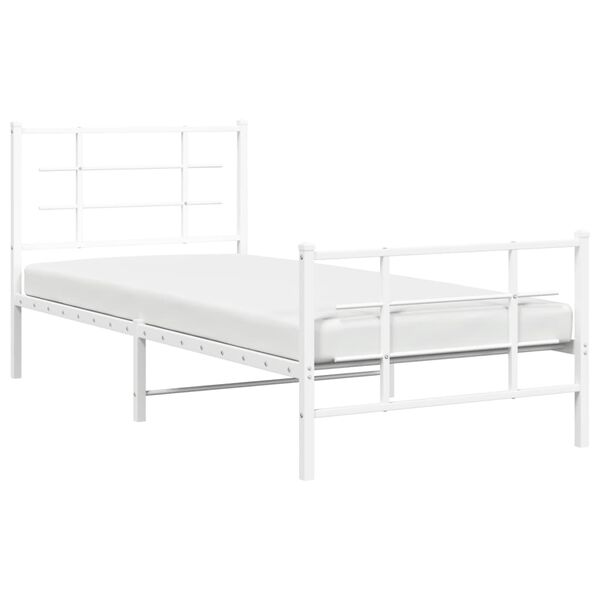 vidaXL Estrutura de cama com cabeceira e pés 90x190 cm metal branco