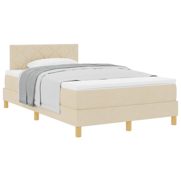 vidaXL Cama Box com colch&atilde;o com cabeceira Creme 120 x 200 cm tecido