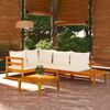 vidaXL 4 pcs conj. lounge de jardim c/ almofadões branco nata acácia