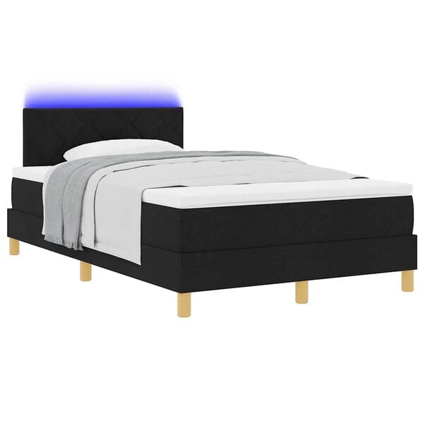 vidaXL Cama Box Spring LED com colch&atilde;o Preto 120 x 190 cm tecido