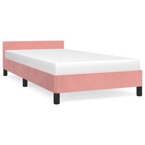 vidaXL Estrutura cama c/ cabeceira sem colch&atilde;o 90x190 cm veludo rosa