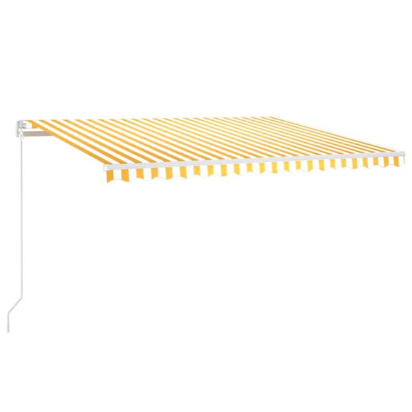 vidaXL Toldo autom. LED e sensor de vento 450x300 cm amarelo/branco