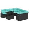 vidaXL Conjunto de Sof&aacute; de Jardim 9 pcs Preto Rattan de Polipropileno