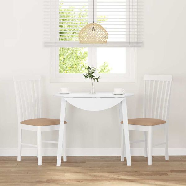 vidaXL Cadeiras de jantar com almofadões 2 pcs madeira maciça branco