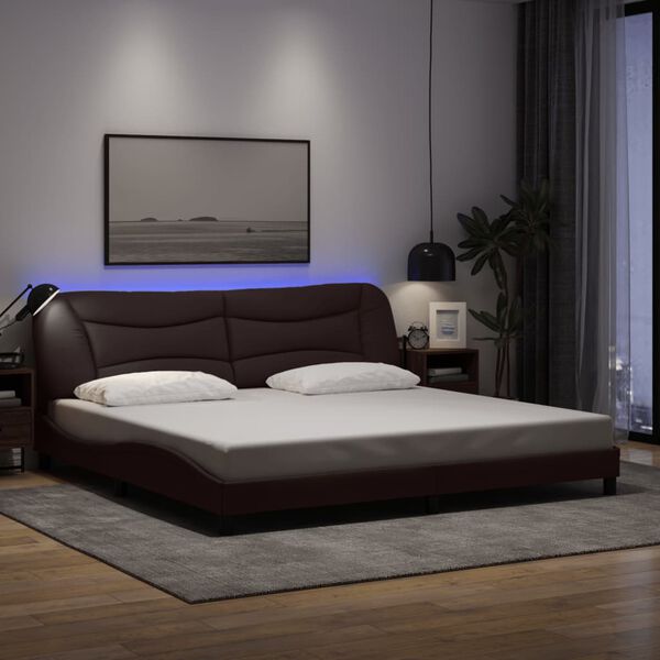 vidaXL Estrutura de cama com LED sem colch&atilde;o Hvar 200x200 cm tecido