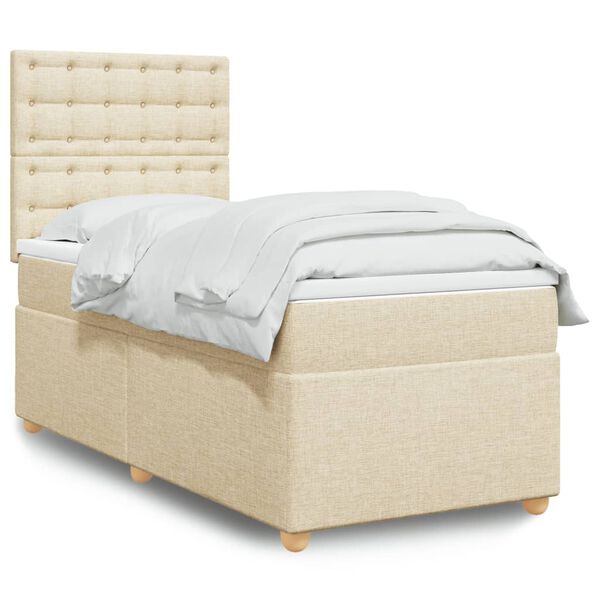 vidaXL Cama com molas/colch&atilde;o 80x200 cm tecido cor cr&egrave;me