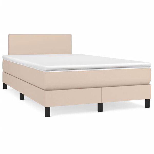 vidaXL Cama boxspring c/ colch&atilde;o 120x190cm couro artificial cappuccino