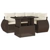 vidaXL 5 pcs conjunto sof&aacute;s p/ jardim c/ almofad&otilde;es vime PE castanho