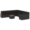 vidaXL 11 pcs conjunto sof&aacute;s de jardim c/ almofad&otilde;es vime PE preto