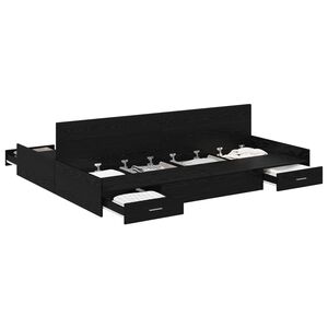 vidaXL Estrado de cama com arruma&ccedil;&atilde;o Carvalho Preto 135 x 190 cm