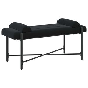 vidaXL Banco com bot&otilde;es e travesseiros Preto 110 x 40 x 46 cm Veludo