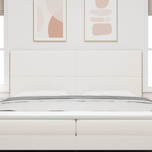 vidaXL Cabeceira com cabeceira Creme 200 cm Couro Sint&eacute;tico