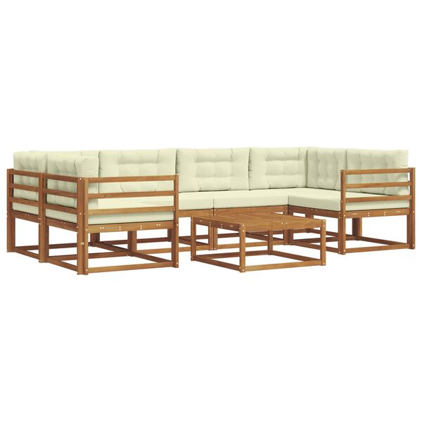 vidaXL Conjunto de Sof&aacute;s para Exterior 7 pcs Natural e Creme