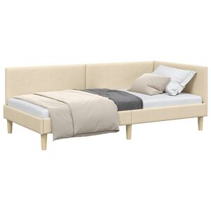 vidaXL Estrutura de Cama de Canto com cabeceira Creme 100 cm x 200 cm