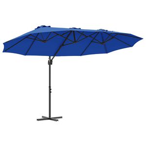 vidaXL Guarda-sol cantilever de jardim azul ciano 372 x 198 x 243 cm