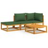 vidaXL 4 pcs conj. lounge jardim madeira c/almofad&otilde;es verdes