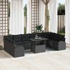 vidaXL Conjunto de Sofá de Jardim com travesseiro 11 pcs Preto vime PE