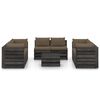 vidaXL 9 pcs conj. lounge jardim + almofad&otilde;es madeira impreg. cinzento