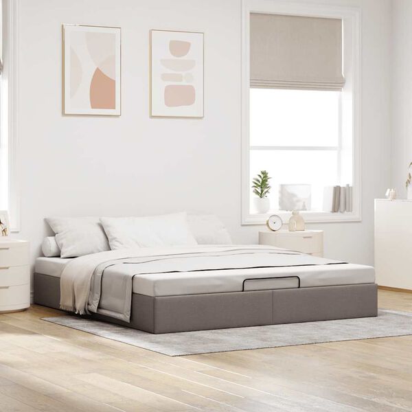 vidaXL Estrutura de cama otomana sem colch&atilde;o cinza 200x200 cm tecido