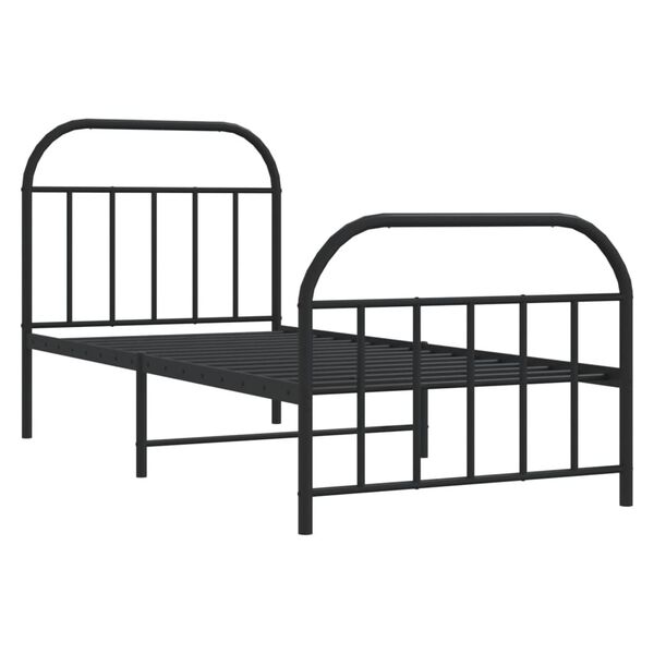 vidaXL Estrutura de cama com cabeceira e pés 90x190 cm metal preto