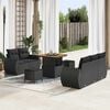 vidaXL Conjunto de Sof&aacute; de Jardim com almofada 8 pcs Preto vime PE