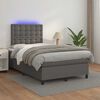 vidaXL Cama box spring c/ colch&atilde;o/LED 120x190cm couro artificial cinza
