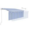 vidaXL Toldo retr&aacute;til autom&aacute;tico com estore 3,5x2,5 m azul e branco