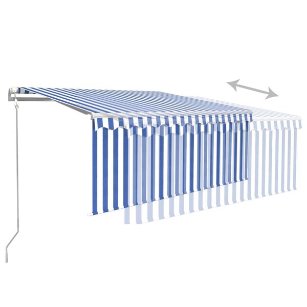 vidaXL Toldo retr&aacute;til autom&aacute;tico com estore 3,5x2,5 m azul e branco