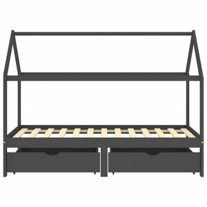 vidaXL Cama p/ crian&ccedil;as c/ gavetas 90x200 cm pinho maci&ccedil;o cinza-escuro