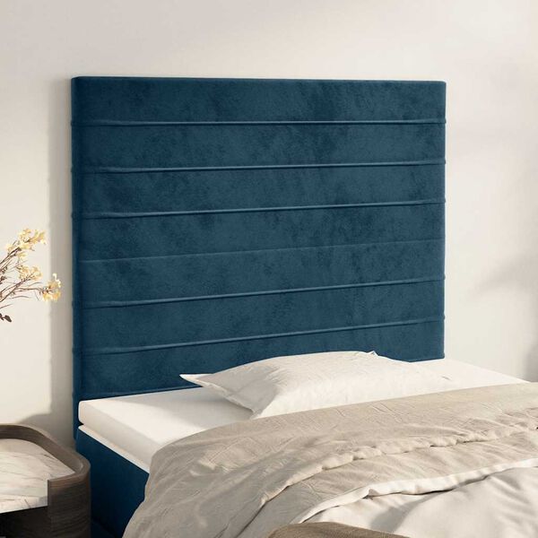 vidaXL Cabeceira Azul Escuro 90x5x118/128 cm Veludo