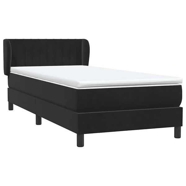 vidaXL Cama com molas/colch&atilde;o 100x220 cm veludo preto