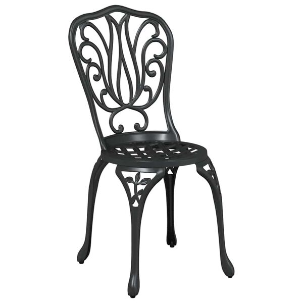vidaXL Conjunto Bistro de Jardim 3 pcs Preto Alum&iacute;nio
