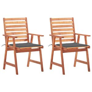 vidaXL Cadeiras de jantar p/ jardim 2 pcs c/ almofad&otilde;es ac&aacute;cia maci&ccedil;a