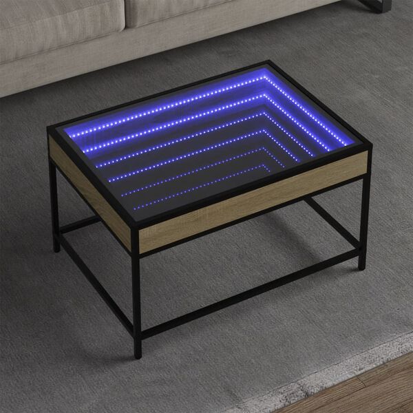 vidaXL Mesa de centro luzes LED Infinity 70x50x41 cm carvalho sonoma