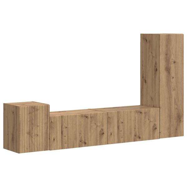 vidaXL Conjunto de m&oacute;vel de TV 4 pcs Carvalho Artesanal