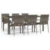 vidaXL 7 pcs conjunto de jantar p/ jardim c/ almofad&otilde;es vime PE cinza