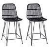 vidaXL Banco de bar 2 unid. Preto 44 x 54 x 96 cm Rattan e A&ccedil;o