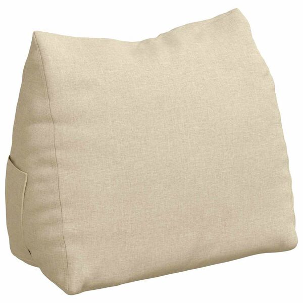 vidaXL Travesseiro para Costas Creme 60 x 20 x 50 cm tecido