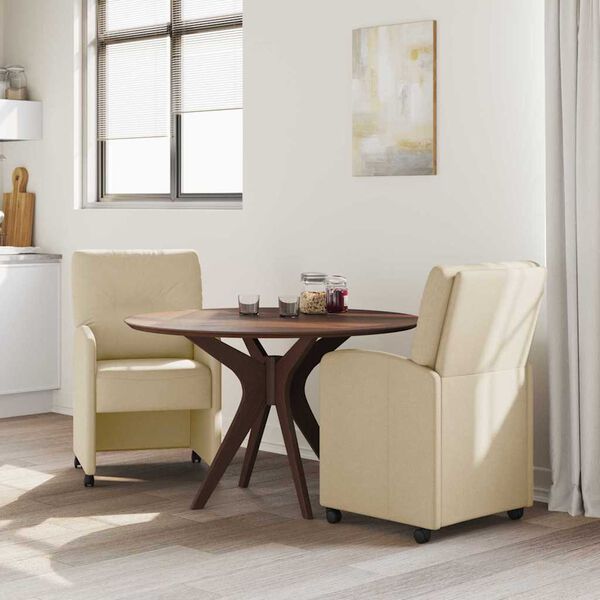 vidaXL Cadeiras de Jantar com Rodas 2 pcs Creme 57 x 67 x 95 cm tecido