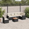 vidaXL 7 pcs conjunto de sof&aacute;s p/ jardim c/ almofad&otilde;es vime PE preto