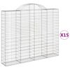 vidaXL Cestos gabi&atilde;o arqueados 15 pcs 200x30x160/180 ferro galvanizado
